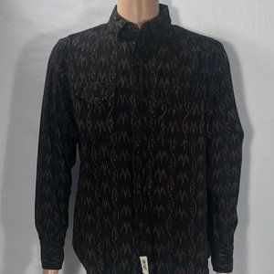 Schott Bros. Brothers NYC western cut black brown rust aztec pattern shirt L